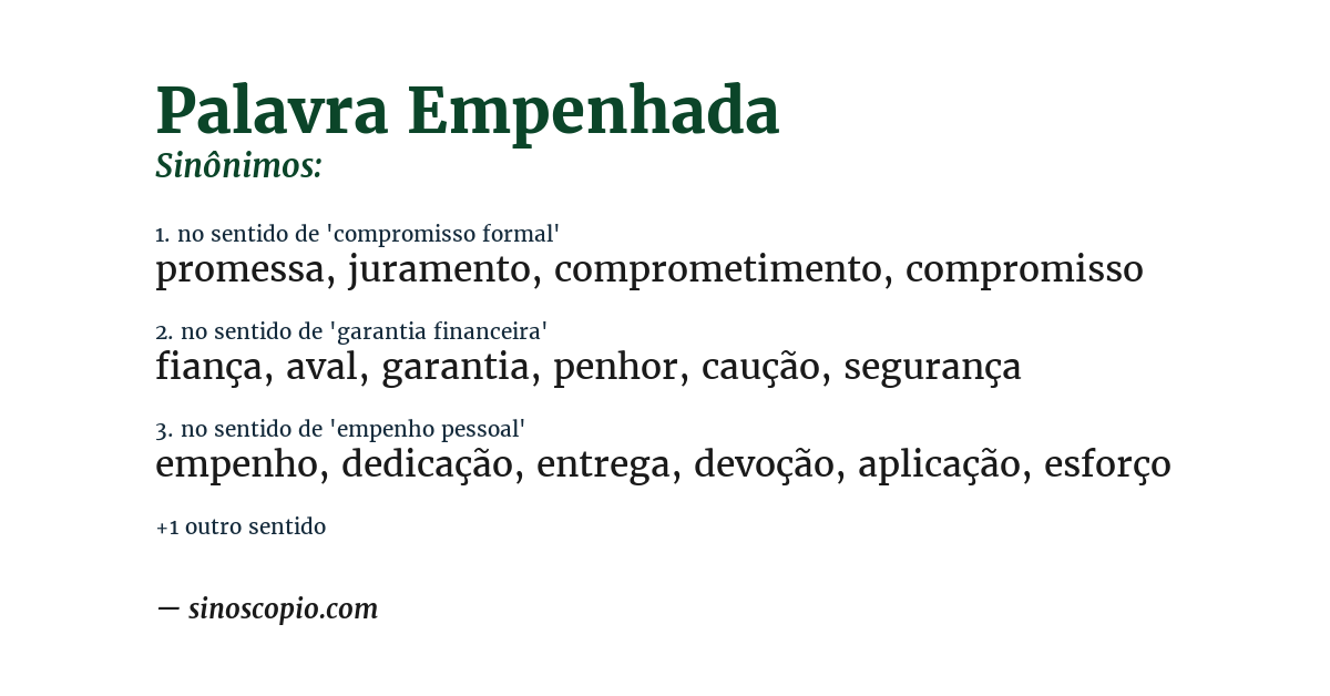 Sinônimo de palavra empenhada