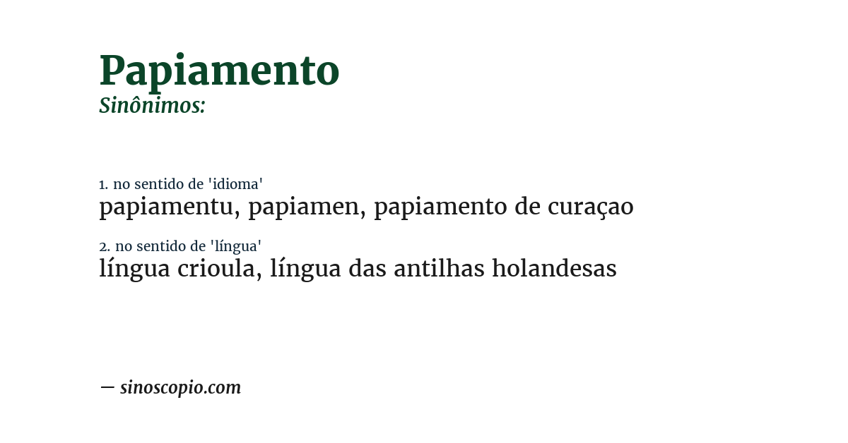 Sinônimo de papiamento
