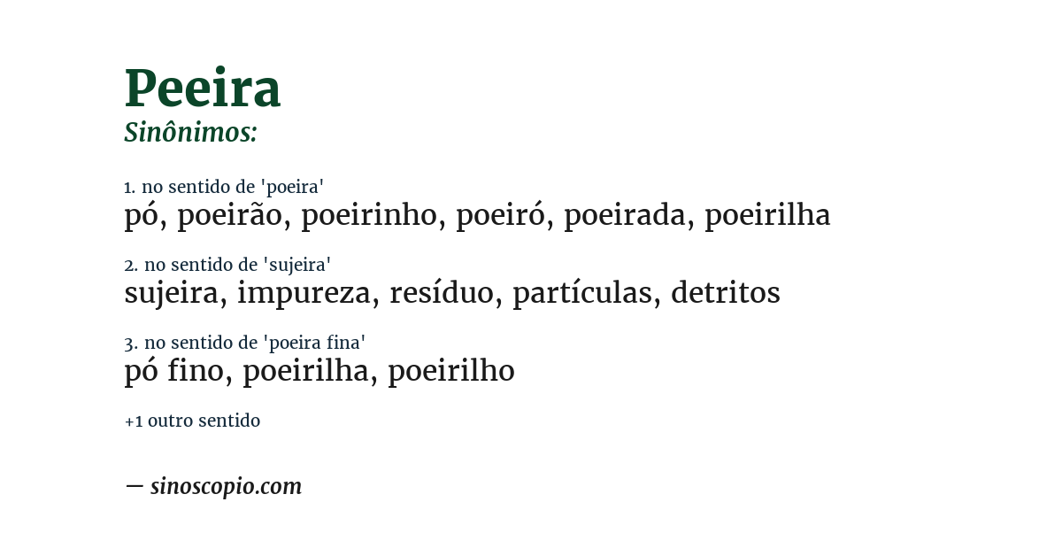 Sinônimo de peeira