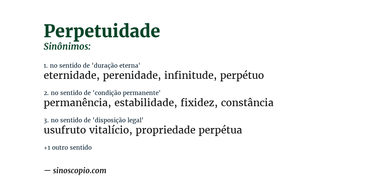 Sinônimo de perpetuidade