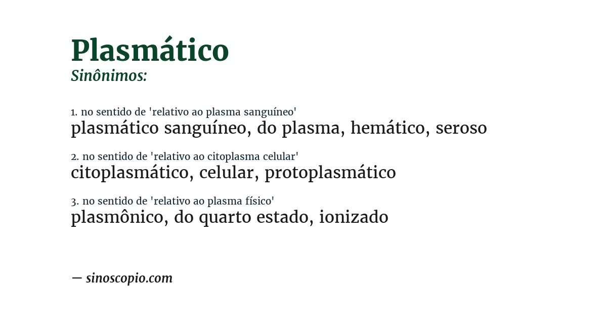 Sinônimo de plasmático