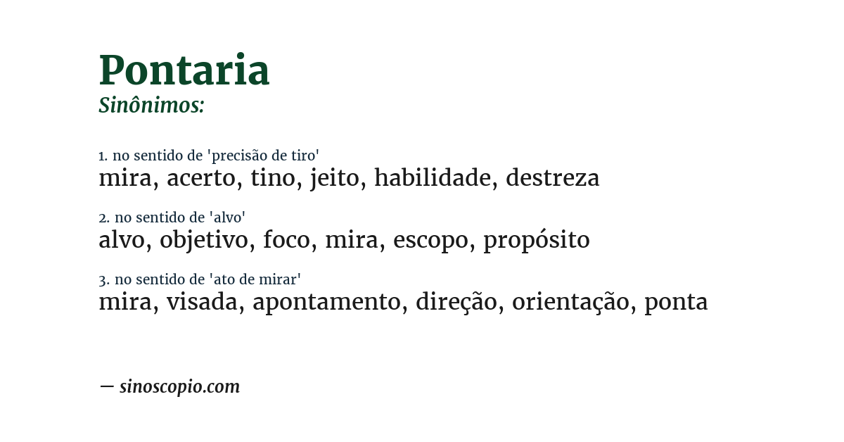 Sinônimo de pontaria