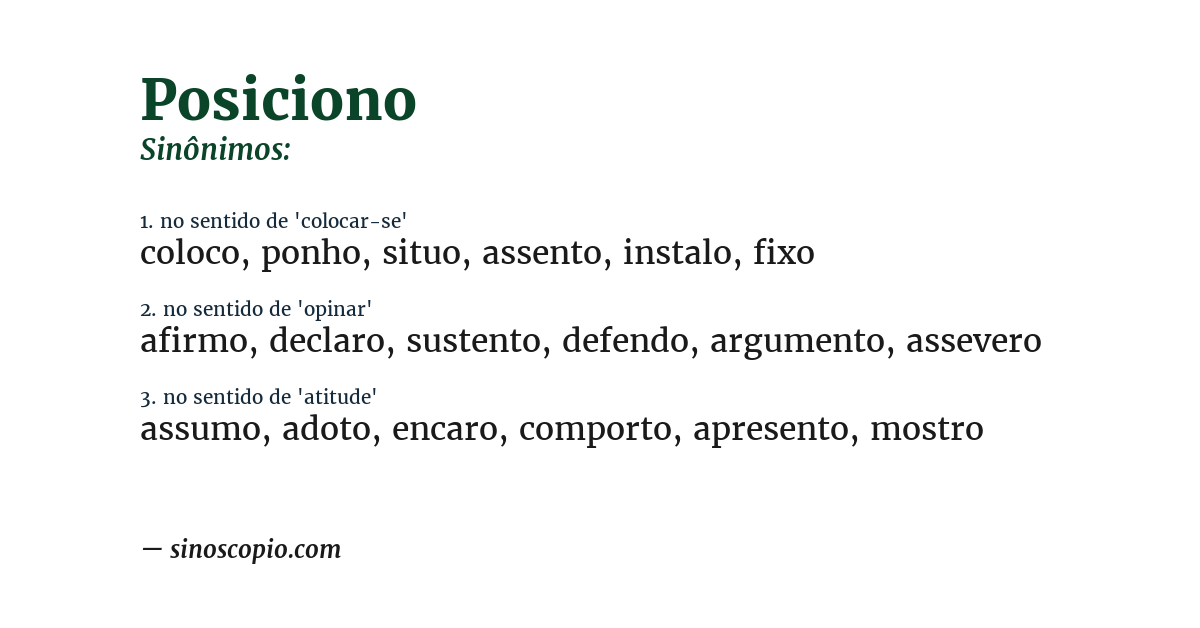 Sinônimo de posiciono