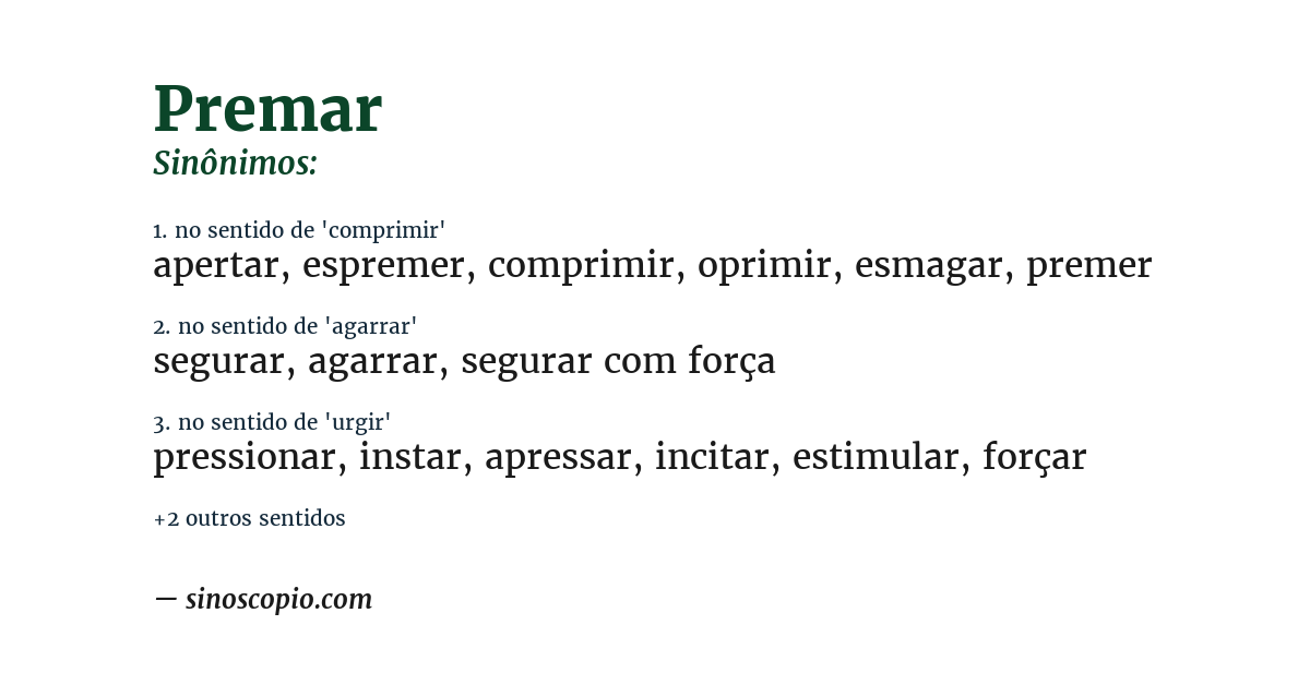 Sinônimo de premar