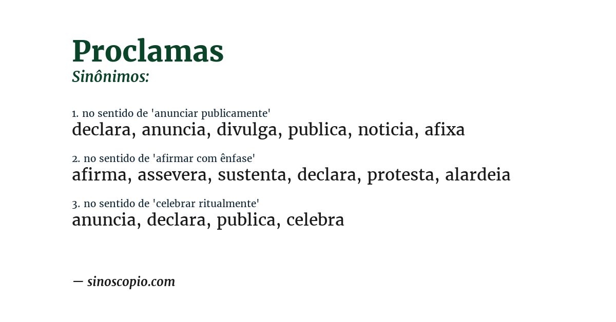 Sinônimo de proclamas