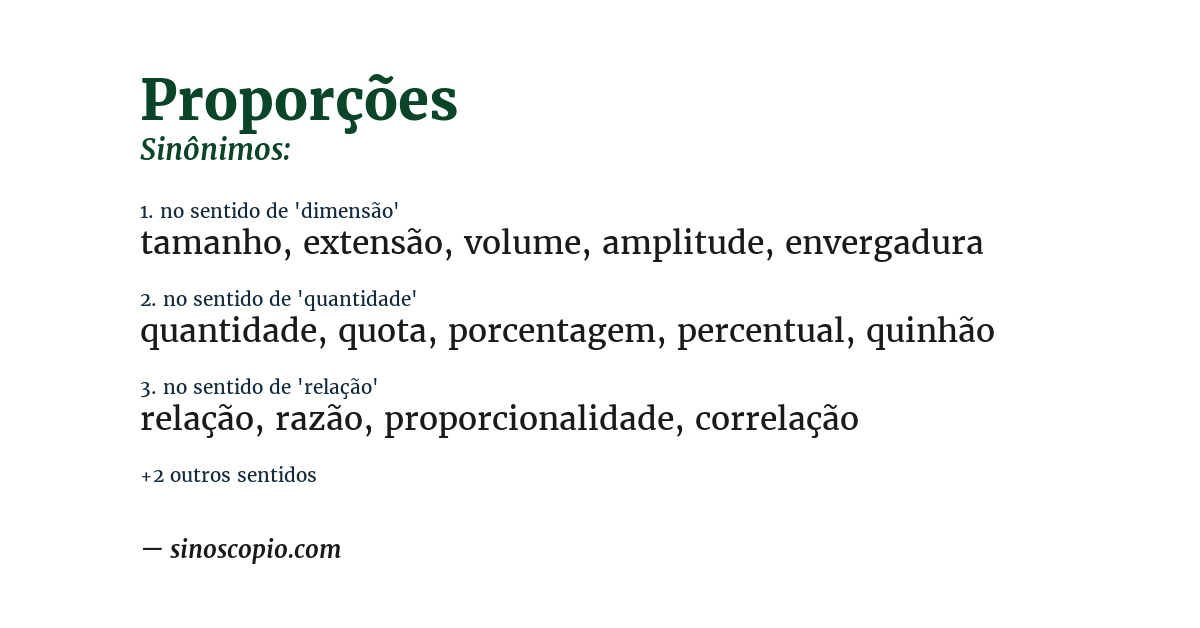 Sinônimo de proporções