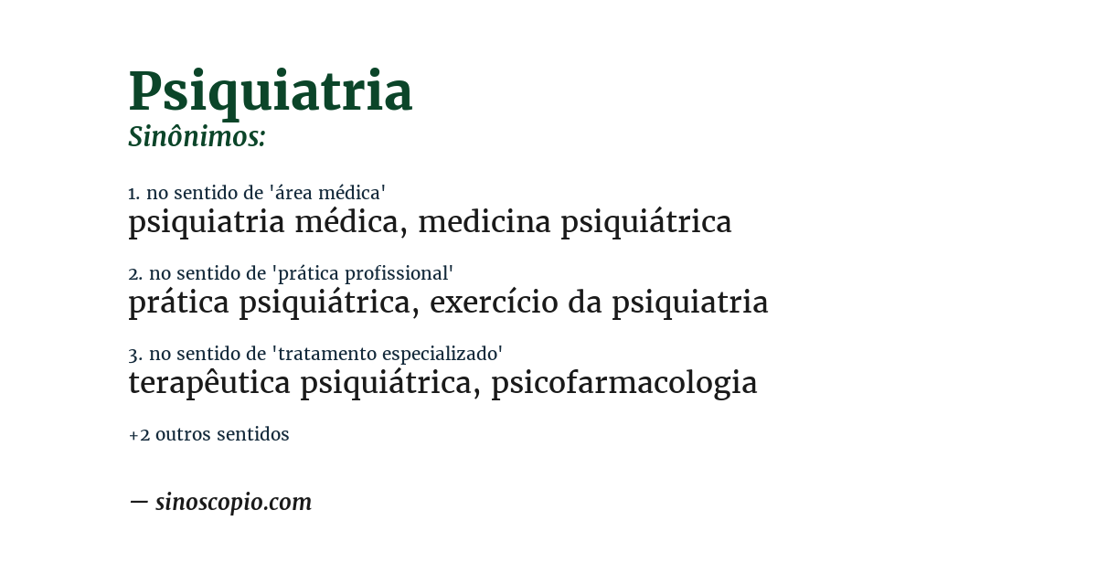Sinônimo de psiquiatria
