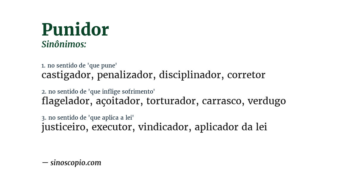 Sinônimo de punidor