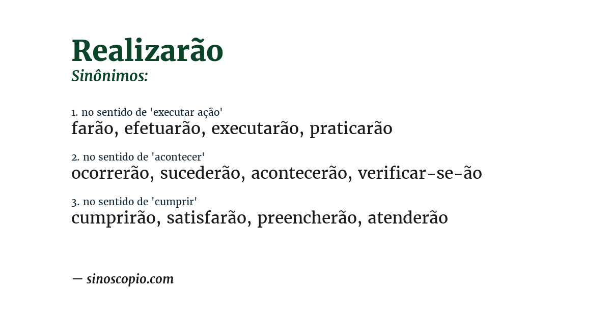 Sinônimo de realizarão