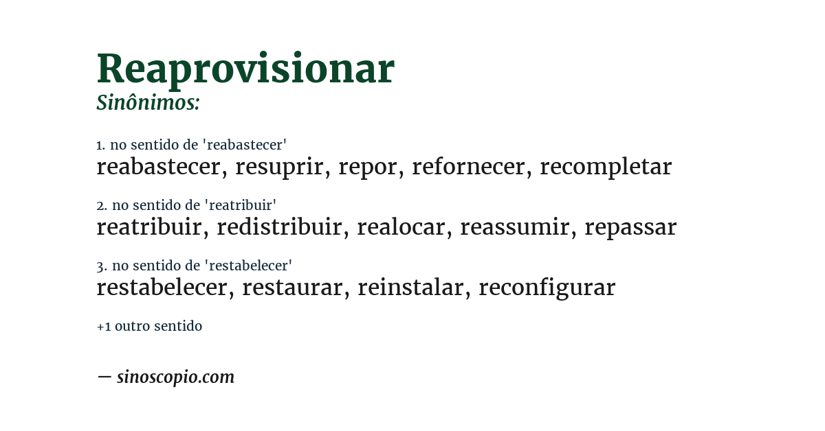 Sinônimo de reaprovisionar