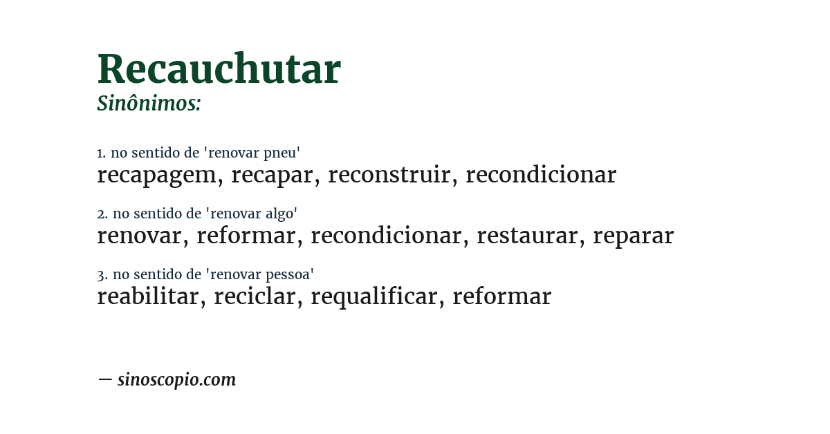 Sinônimo de recauchutar