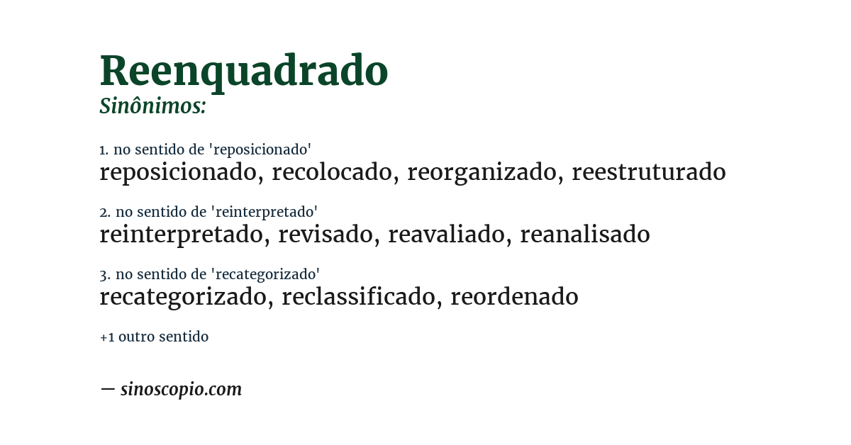 Sinônimo de reenquadrado