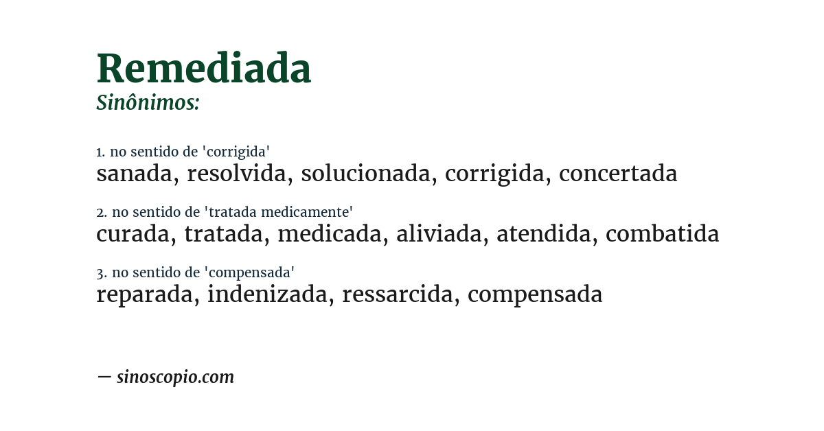 Sinônimo de remediada
