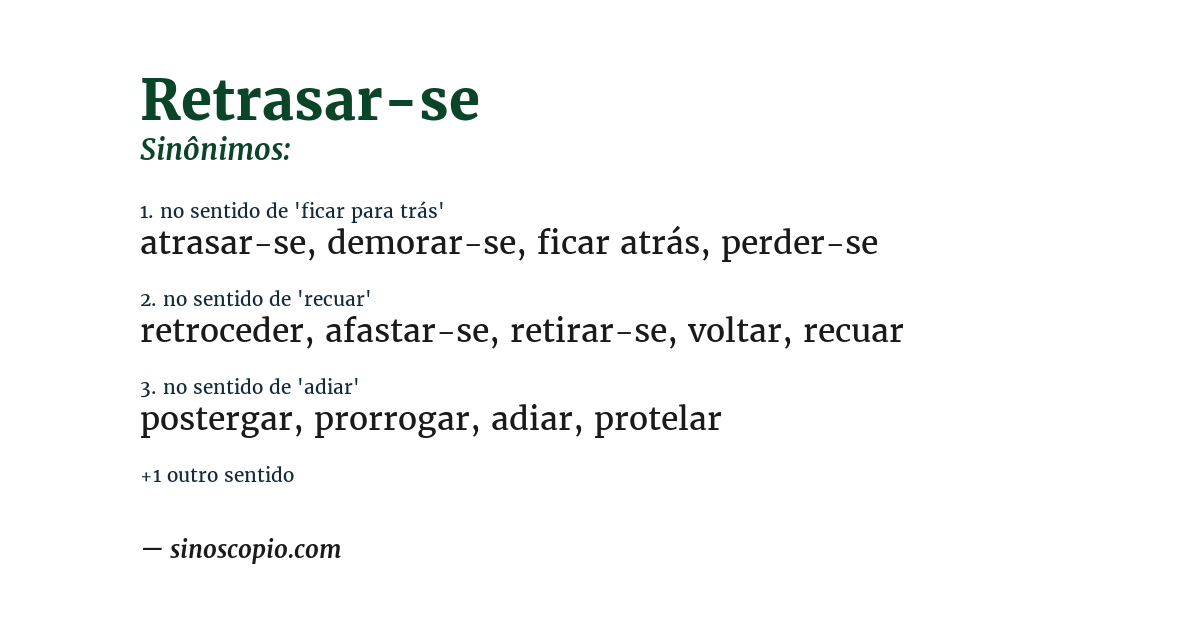 Sinônimo de retrasar-se