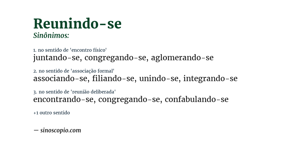 Sinônimo de reunindo-se