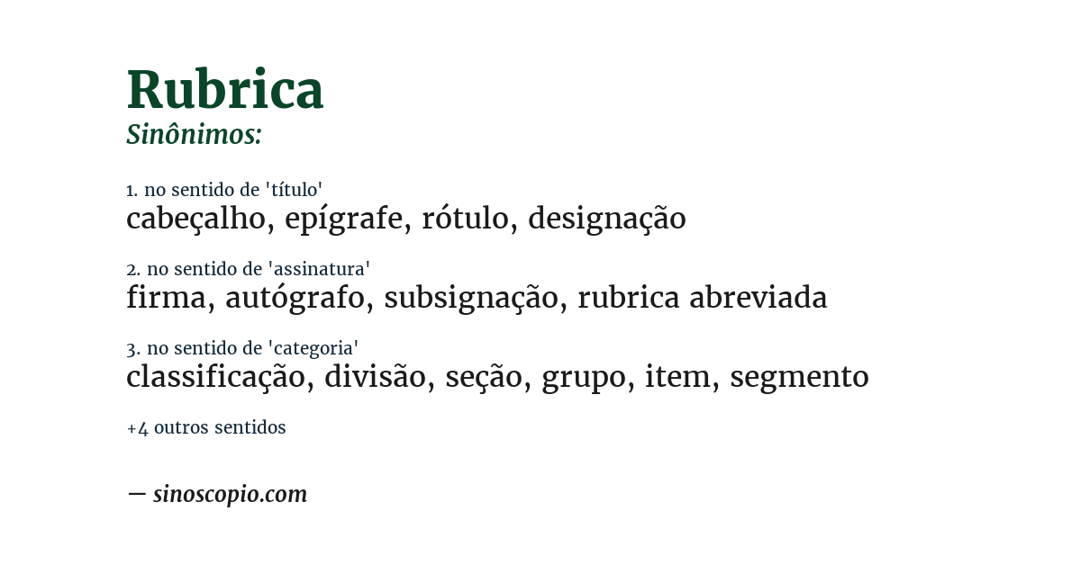 Sinônimo de rubrica
