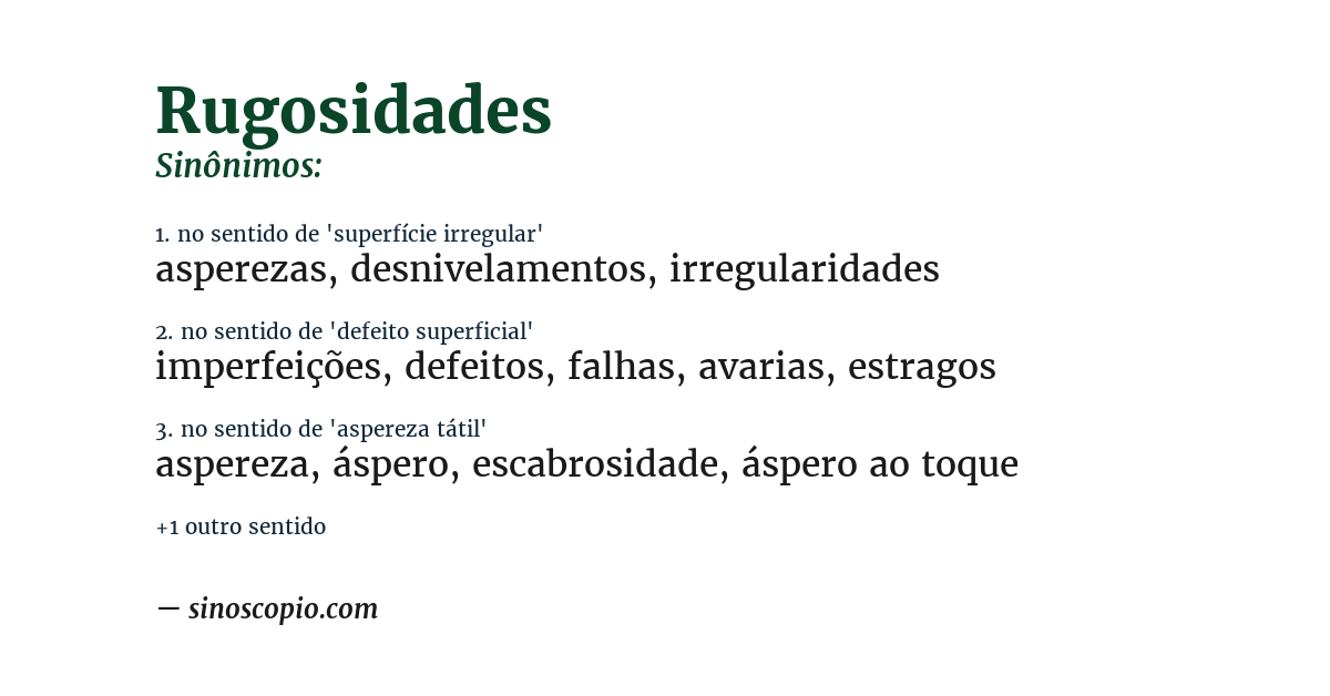 Sinônimo de rugosidades