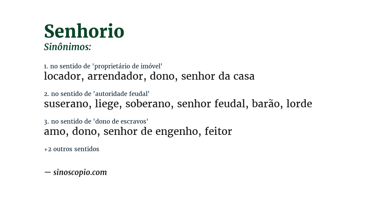 Sinônimo de senhorio
