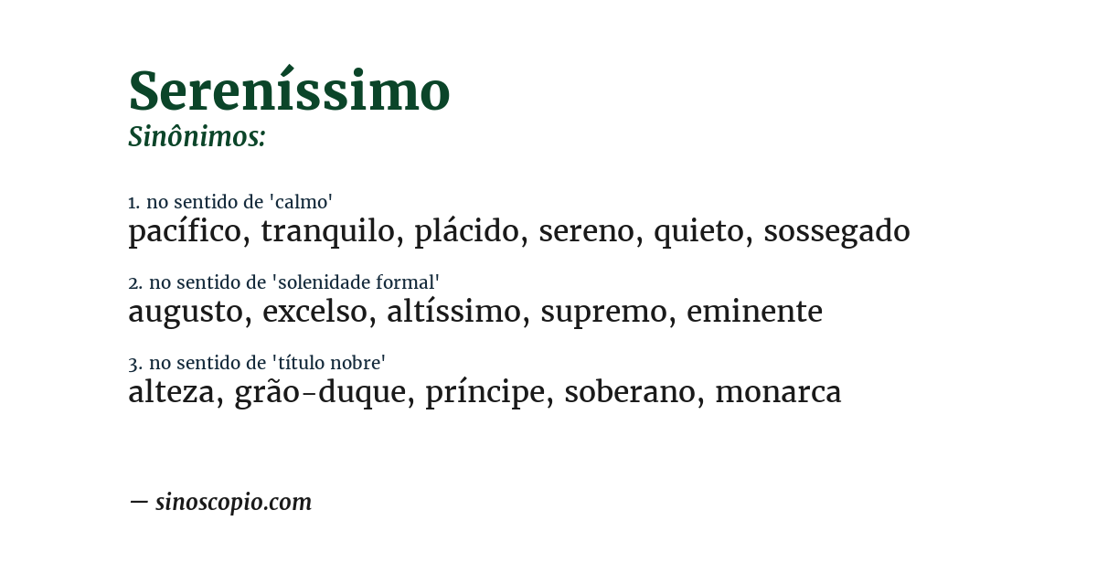 Sinônimo de sereníssimo