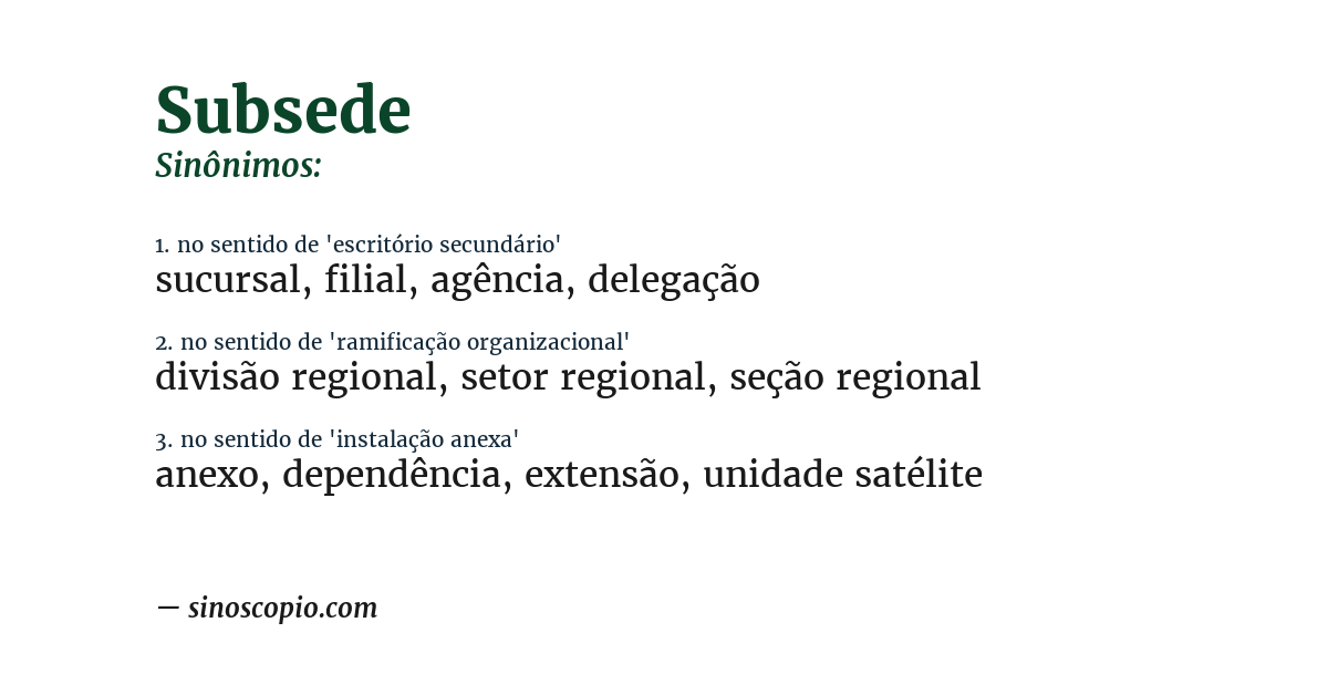 Sinônimo de subsede