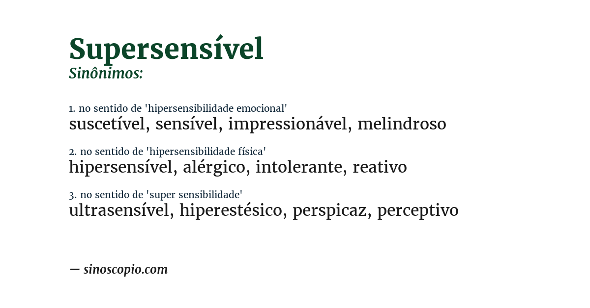 Sinônimo de supersensível
