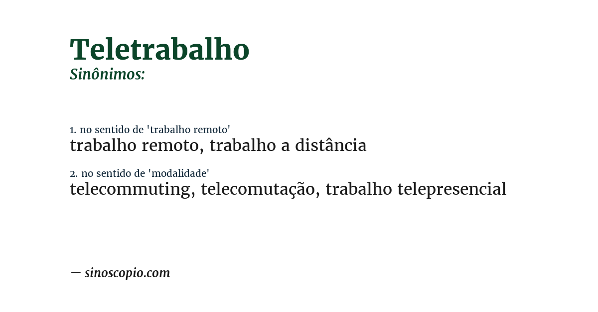 Sinônimo de teletrabalho