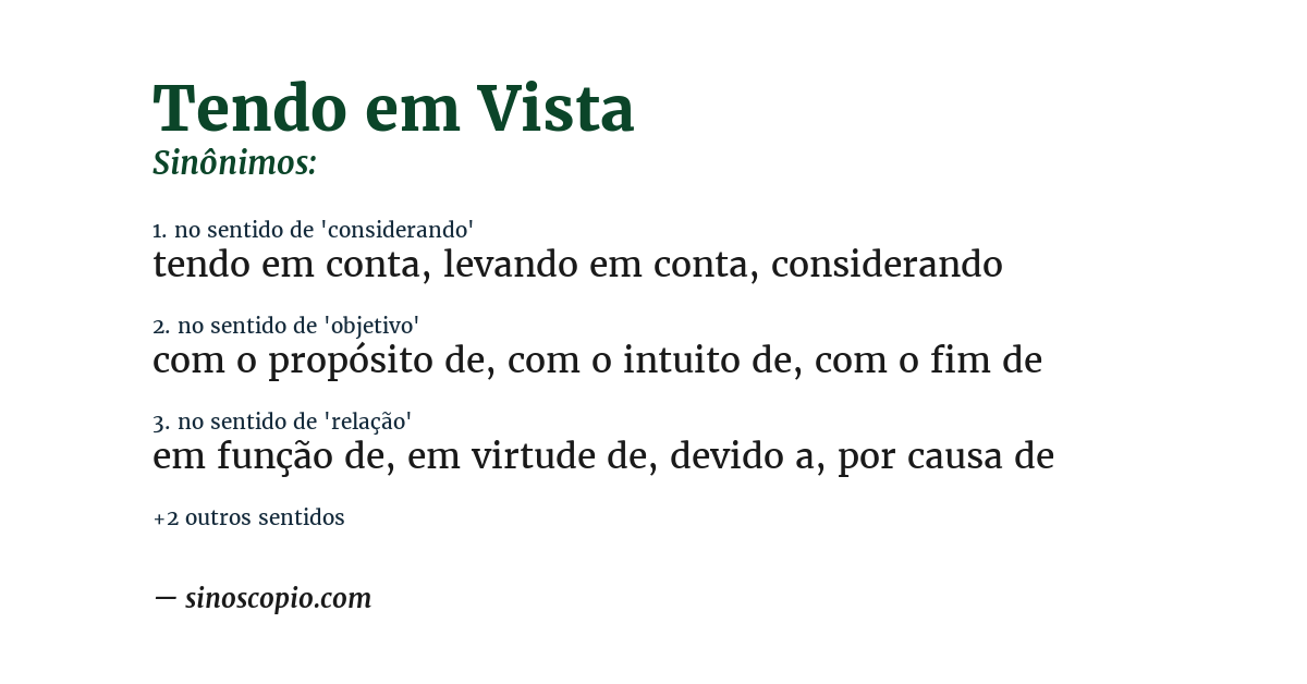 Sinônimo de tendo em vista