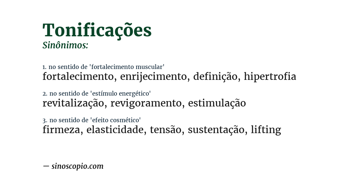 Sinônimo de tonificações