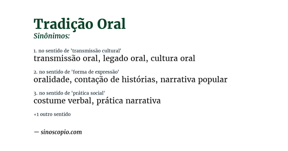 Sinônimo de tradição oral