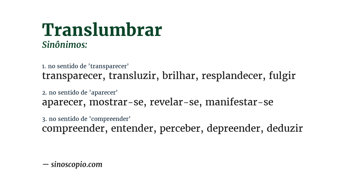 Sinônimo de translumbrar