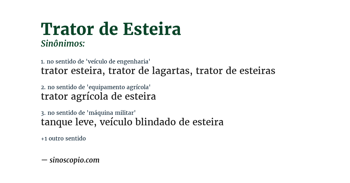 Sinônimo de trator de esteira