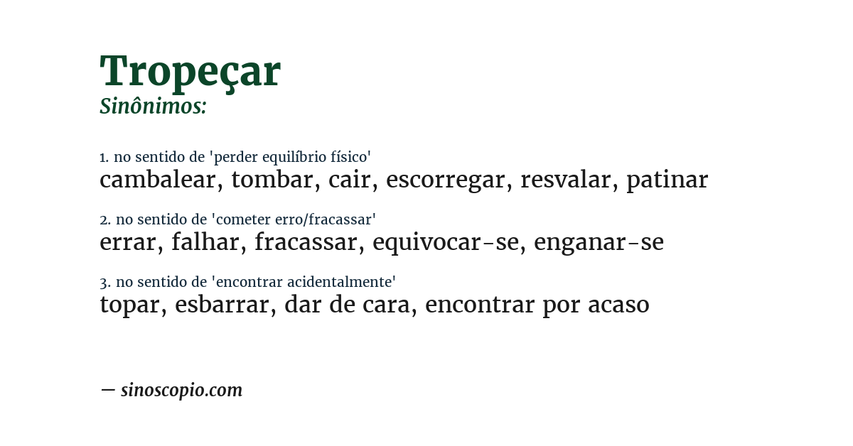 Sinônimo de tropeçar