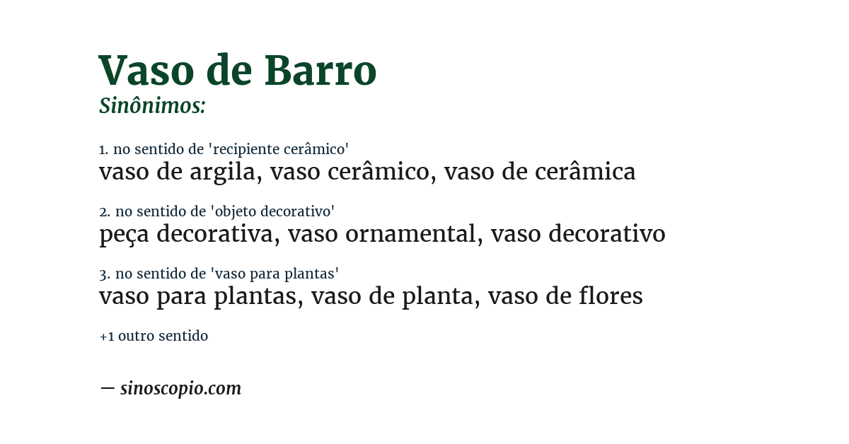 Sinônimo de vaso de barro