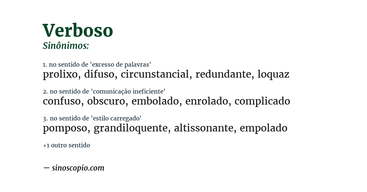 Sinônimo de verboso