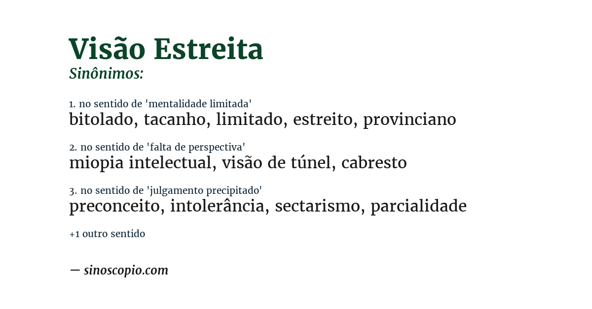 Sinônimo de visão estreita