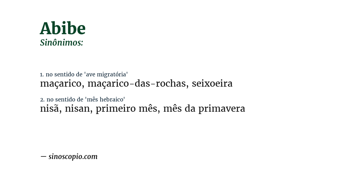 Sinônimo de abibe