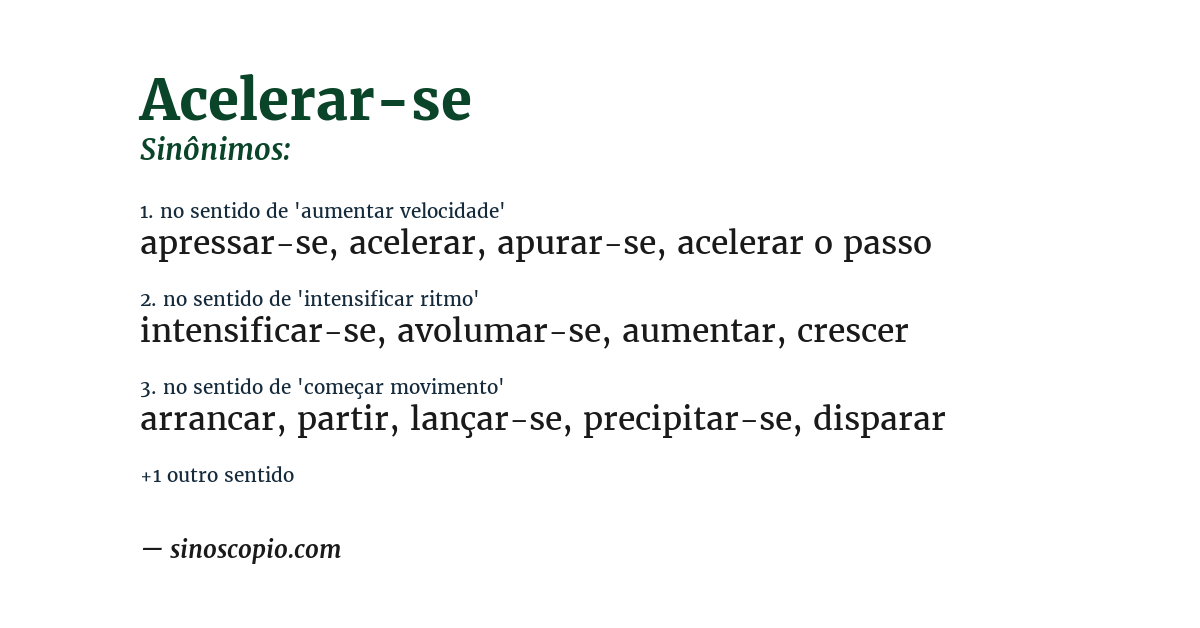 Sinônimo de acelerar-se