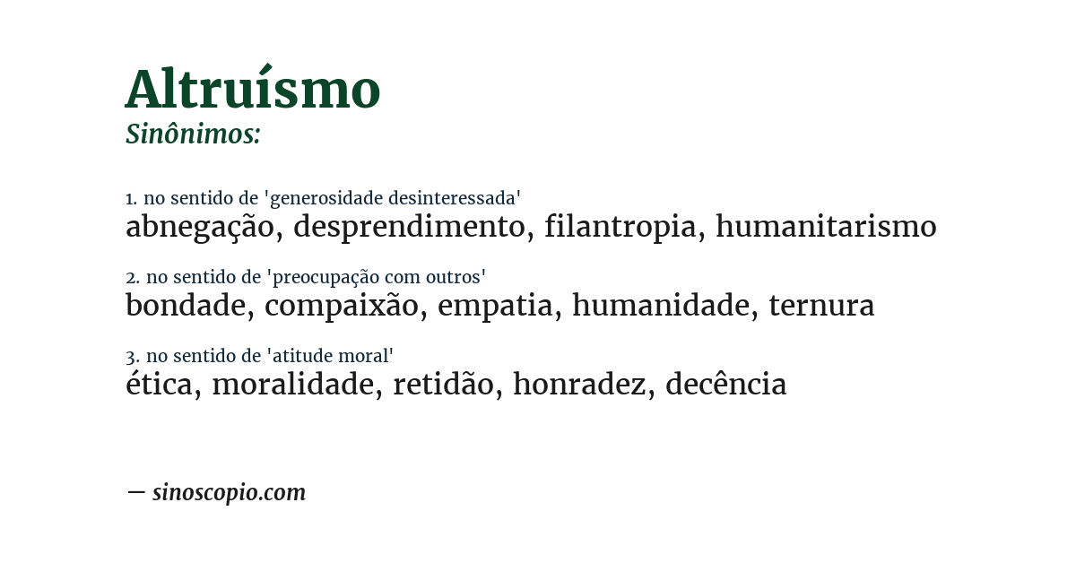 Sinônimo de altruísmo