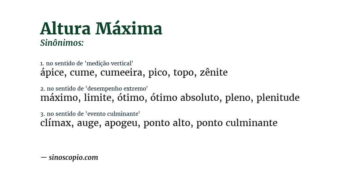 Sinônimo de altura máxima