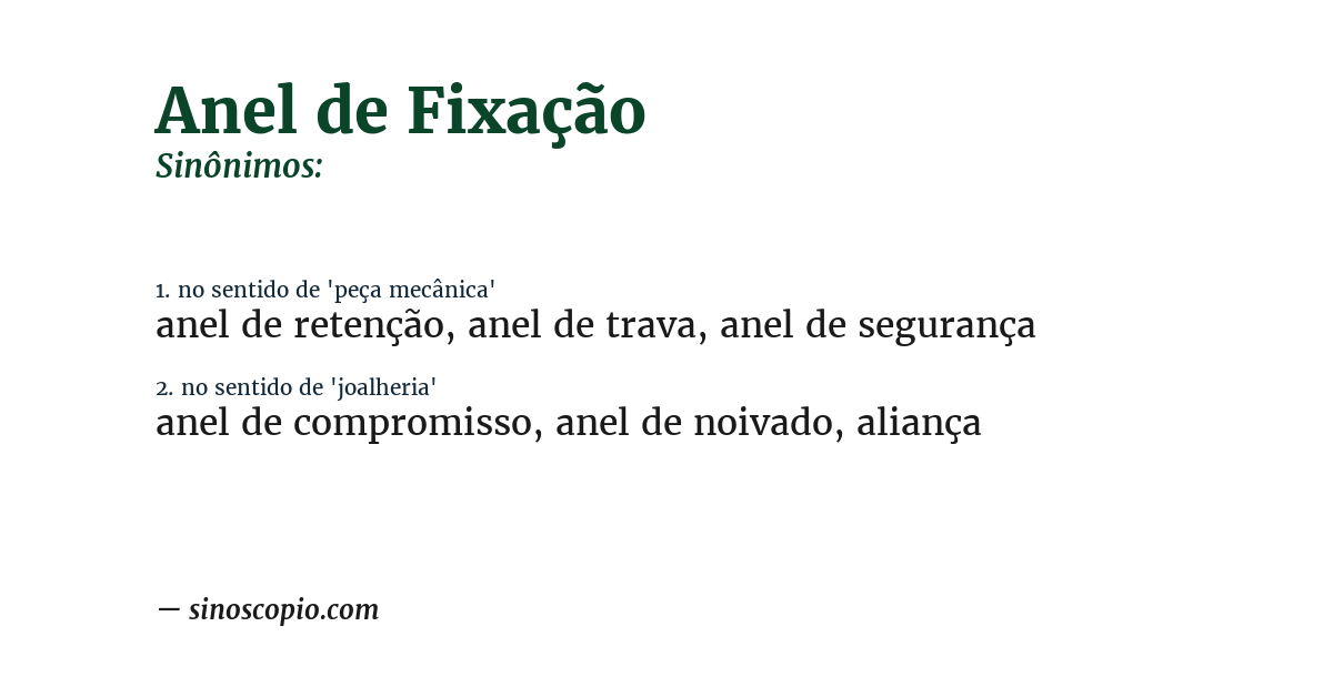 Sinônimo de anel de fixação