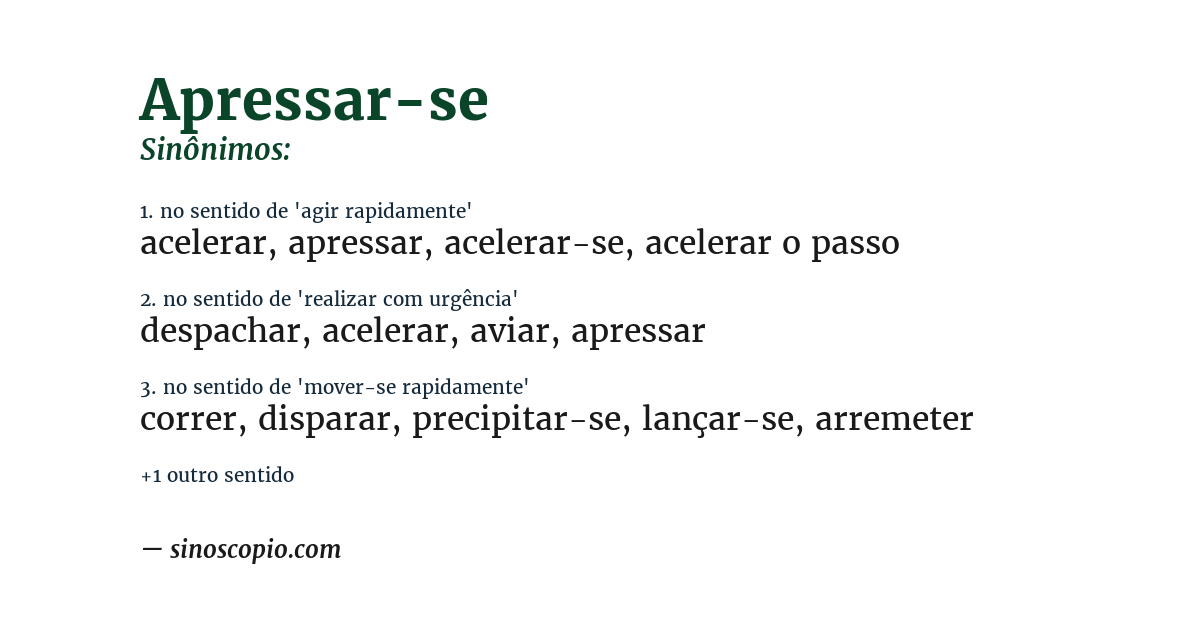 Sinônimo de apressar-se