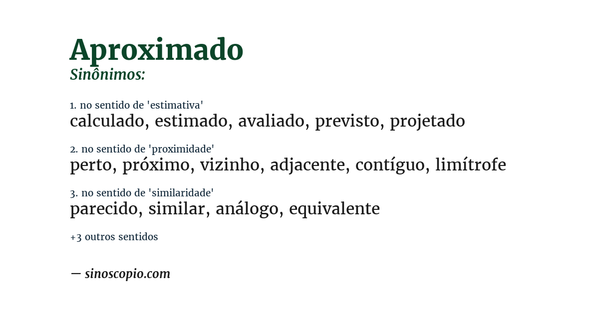 Sinônimo de aproximado