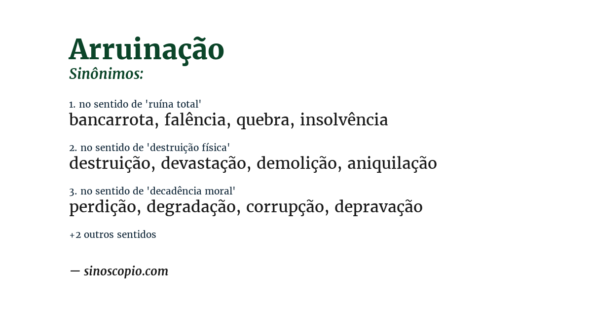 Sinônimo de arruinação