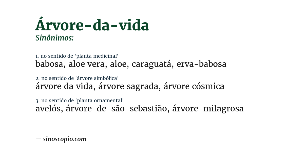 Sinônimo de árvore-da-vida