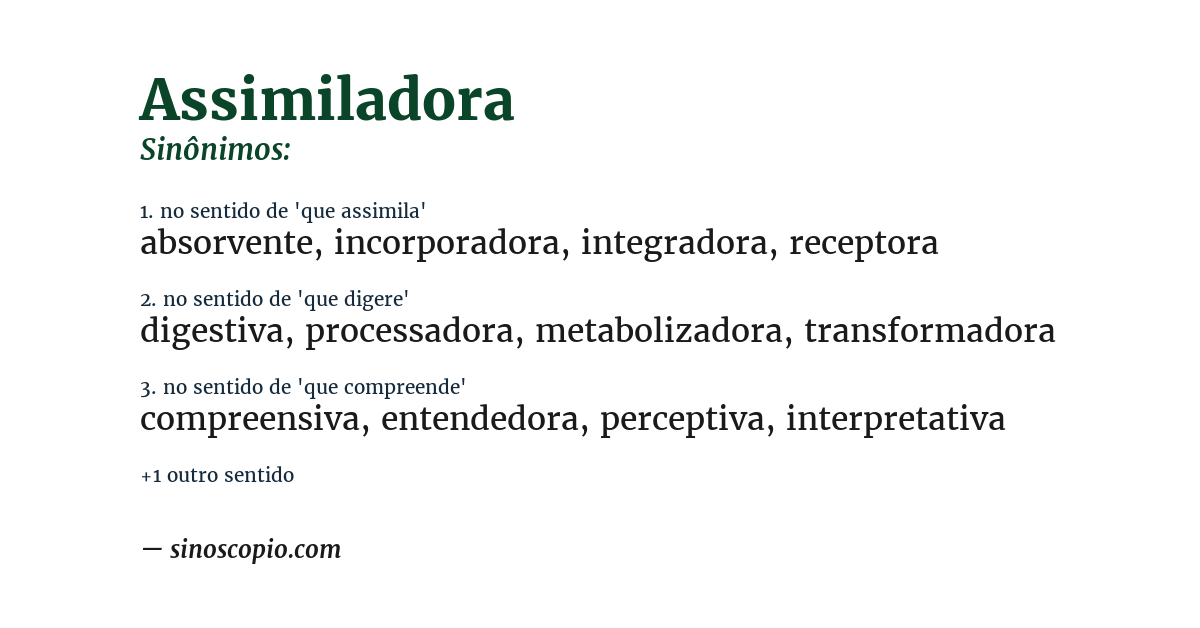 Sinônimo de assimiladora