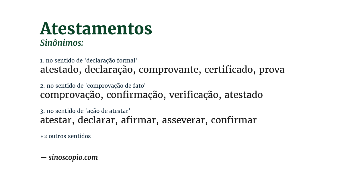 Sinônimo de atestamentos