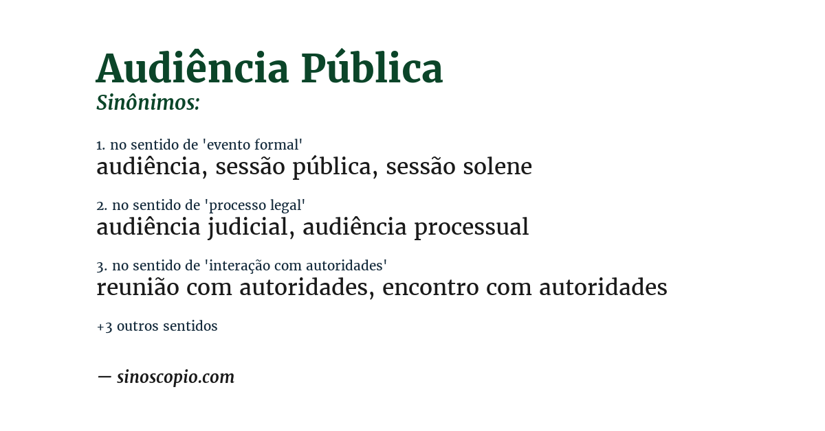 Sinônimo de audiência pública