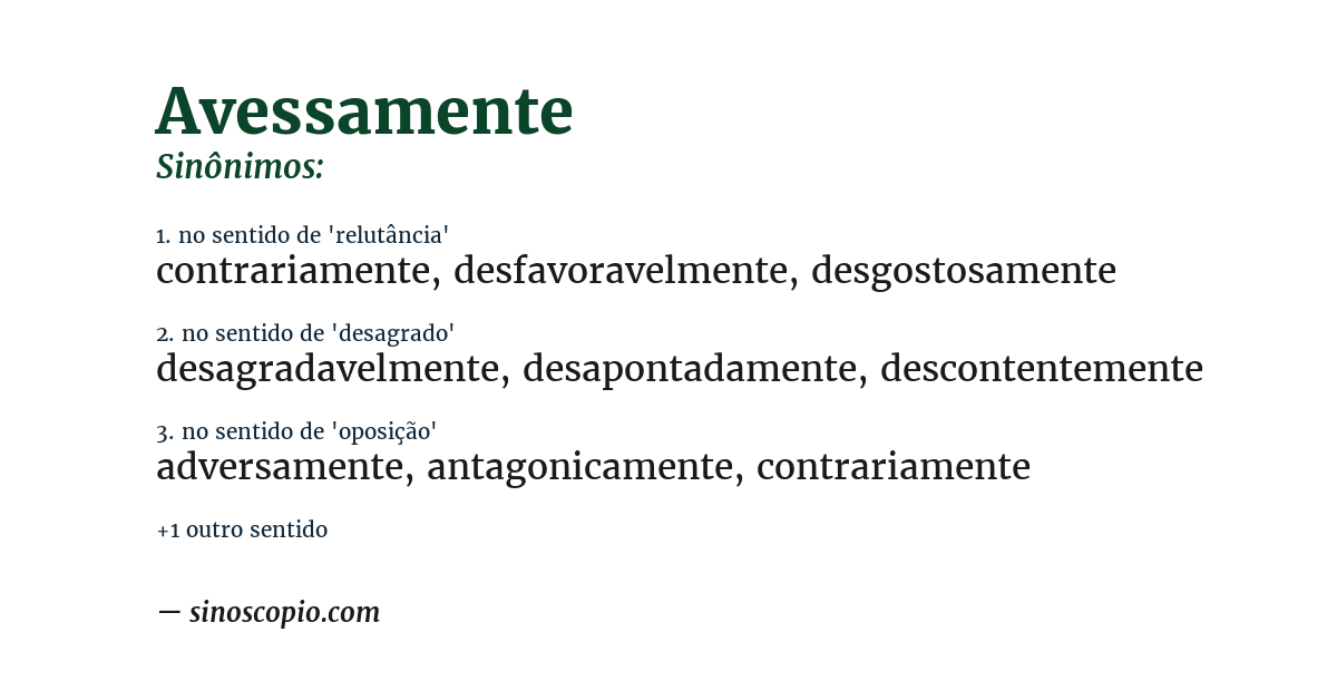 Sinônimo de avessamente
