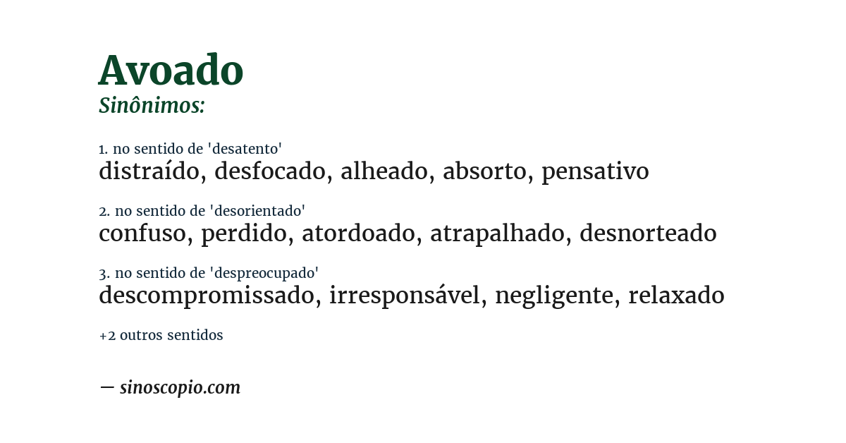 Sinônimo de avoado