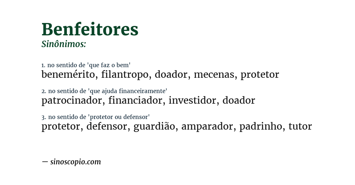Sinônimo de benfeitores
